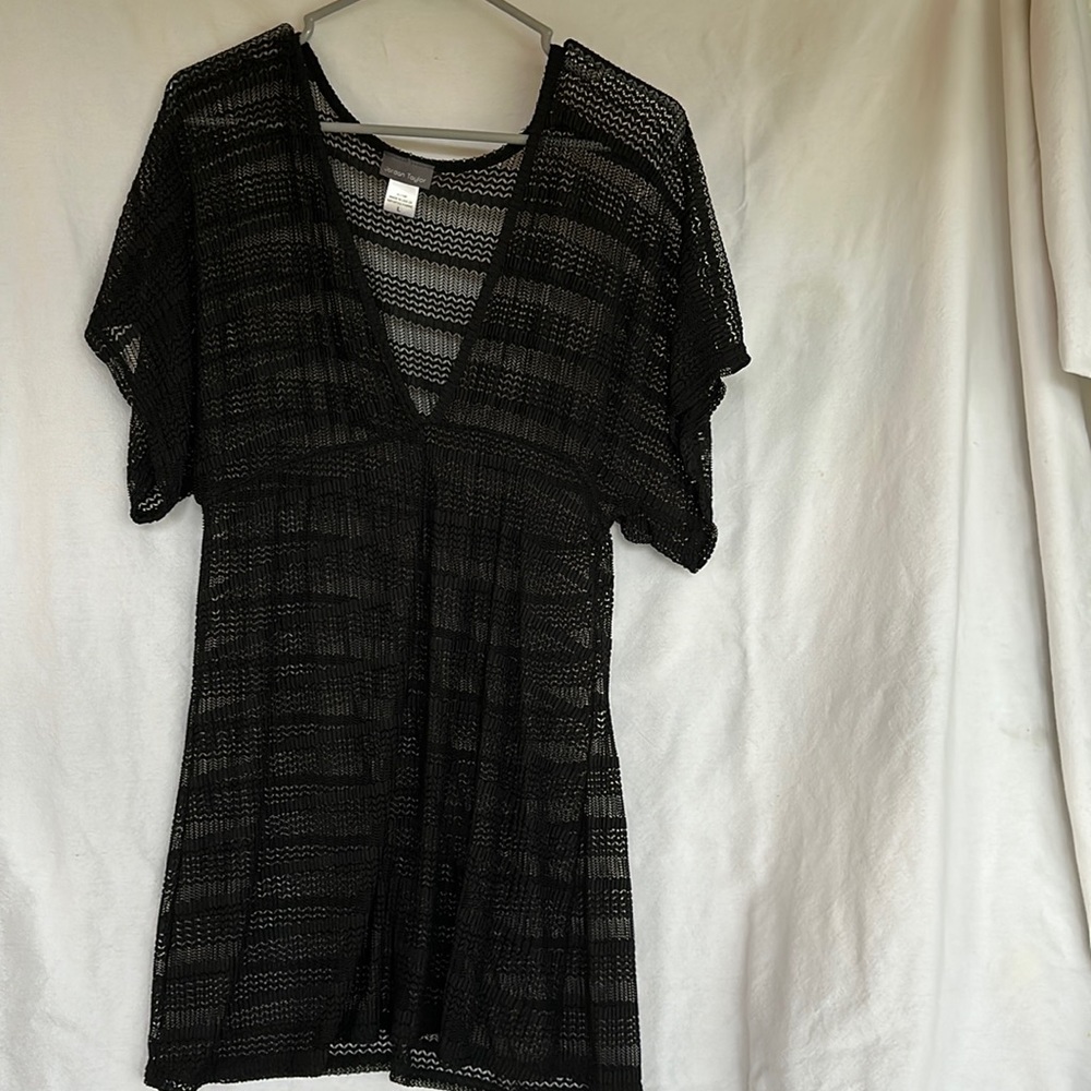 Black mesh swim cover up